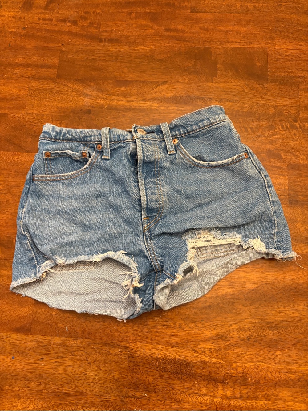 Levi’s 501 Cutoff Denim Shorts Distressed Button Fly Size W27 Frayed Hem